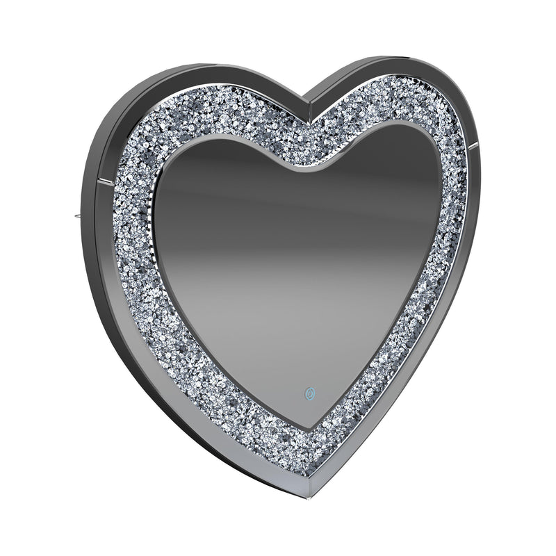  Coaster Furniture Aiko 961535 36 x 30 Inch Heart Shaped LED Light Wall Mirror - Silver IMAGE 2