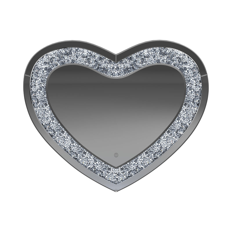  Coaster Furniture Aiko 961535 36 x 30 Inch Heart Shaped LED Light Wall Mirror - Silver IMAGE 4