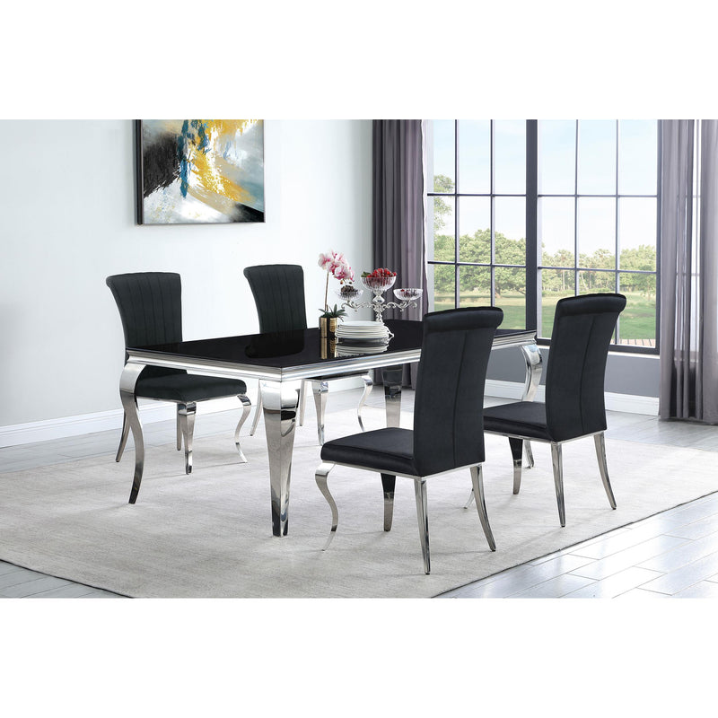 Coaster Furniture Carone 115071 Rectangular 81-inch Glass Top Dining Table - Black IMAGE 5