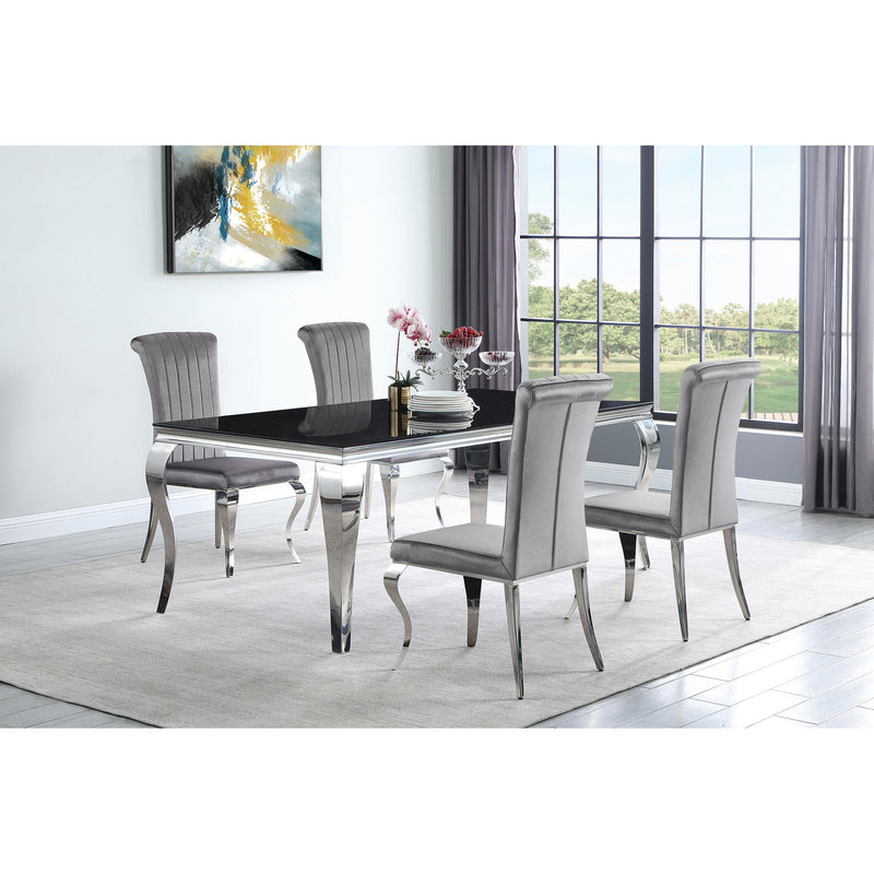 Coaster Furniture Carone 115071 Rectangular 81-inch Glass Top Dining Table - Black IMAGE 6