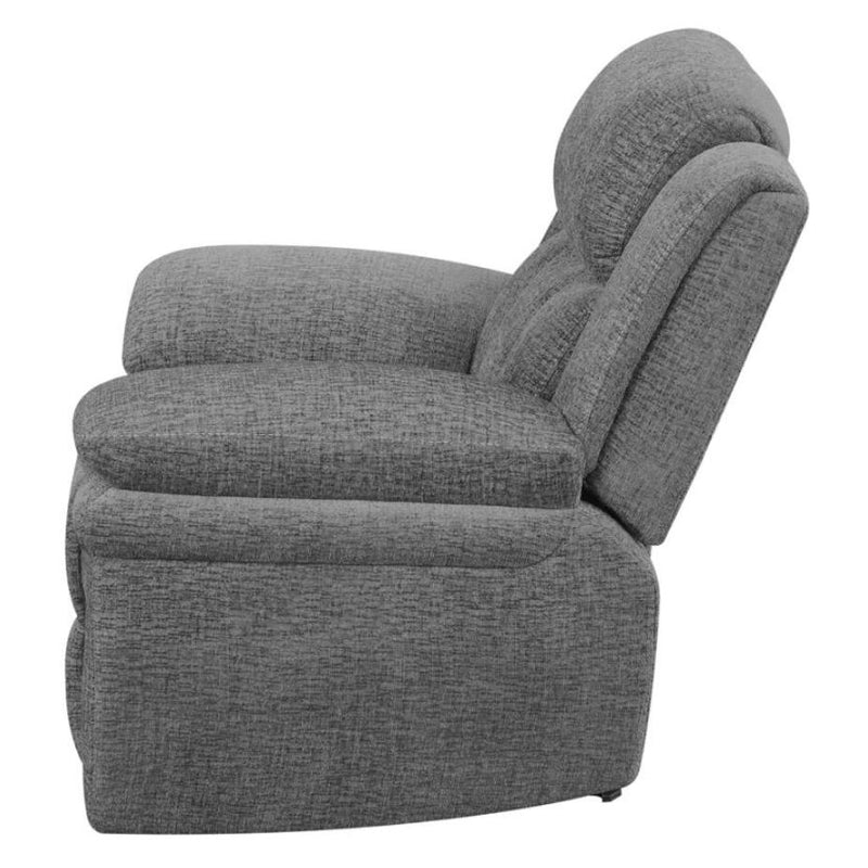 Coaster Furniture Bahrain 609543 Upholstered Glider Recliner - Charcoal IMAGE 3