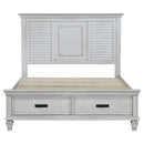  Coaster Furniture Franco 205330KE Wood Eastern King Storage Panel Bed - Distressed White IMAGE 3