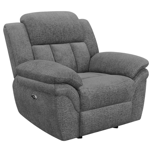  Coaster Furniture Bahrain 609543P Upholstered Power Glider Recliner - Charcoal IMAGE 1