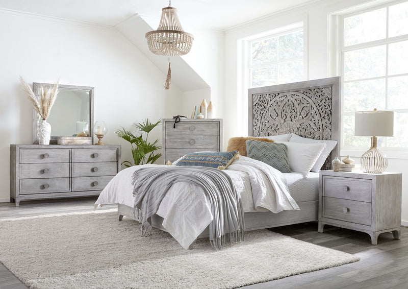 Boho Chic - Five-Drawer Chest - Washed White (2024)