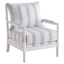  Coaster Furniture Blanchett 903835 Upholstered Bobbin Accent Chair - White and Navy IMAGE 1