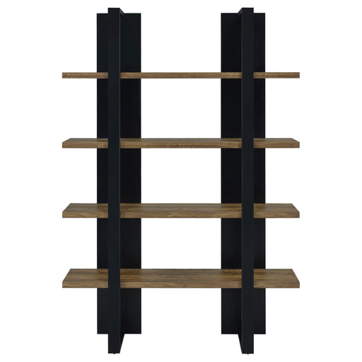  Coaster Furniture Danbrook 882036 71-inch 4-shelf Bookshelf - Black and Aged Walnut IMAGE 2