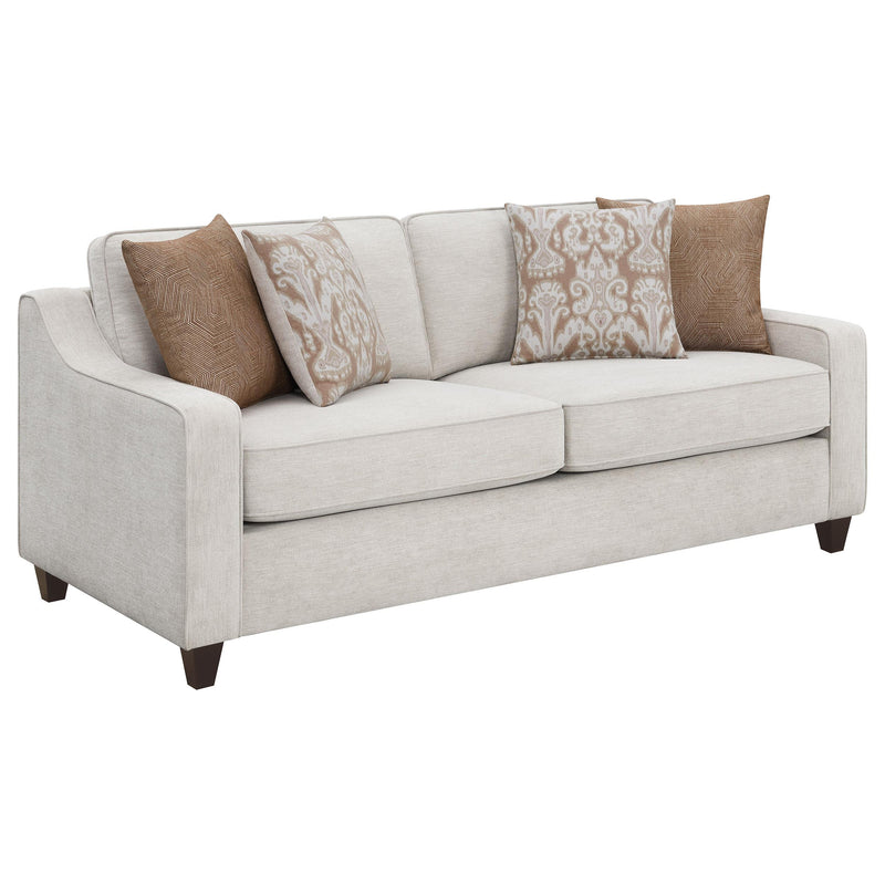  Coaster Furniture Christine 552061 Upholstered Sloped Arm Sofa - Beige IMAGE 1