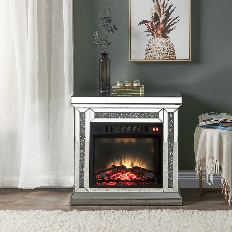 Noralie - 29" Fireplace - Mirrored & Faux Diamonds
