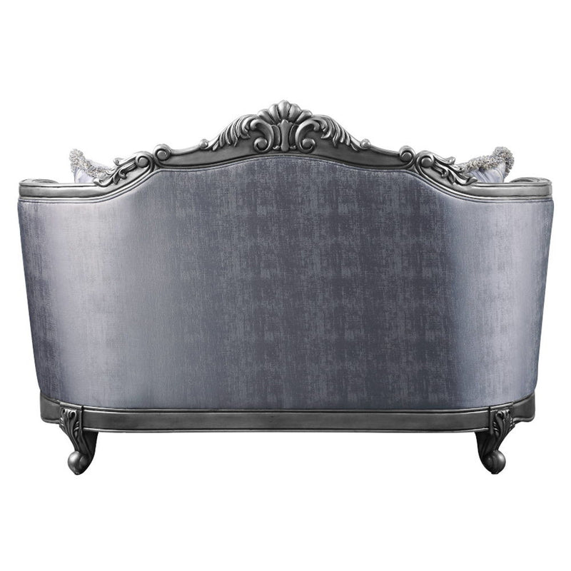 Ariadne - Loveseat With 3 Pillows - Fabric & Platinum