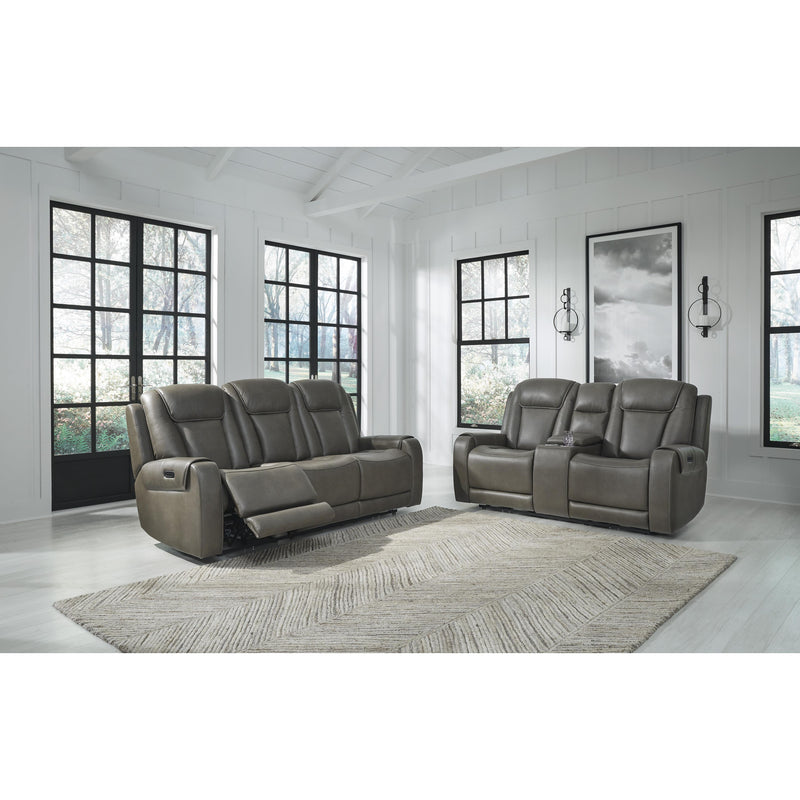 Signature Design by Ashley Card Player Power Reclining Leather Look Loveseat 1180818 IMAGE 12