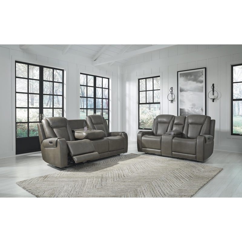 Signature Design by Ashley Card Player Power Reclining Leather Look Loveseat 1180818 IMAGE 13