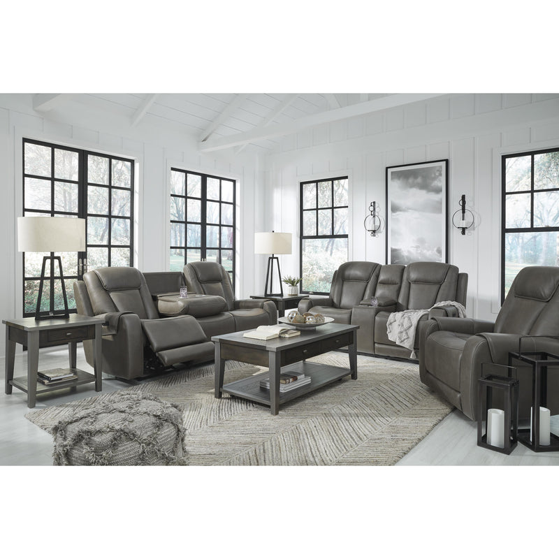 Signature Design by Ashley Card Player Power Reclining Leather Look Loveseat 1180818 IMAGE 15