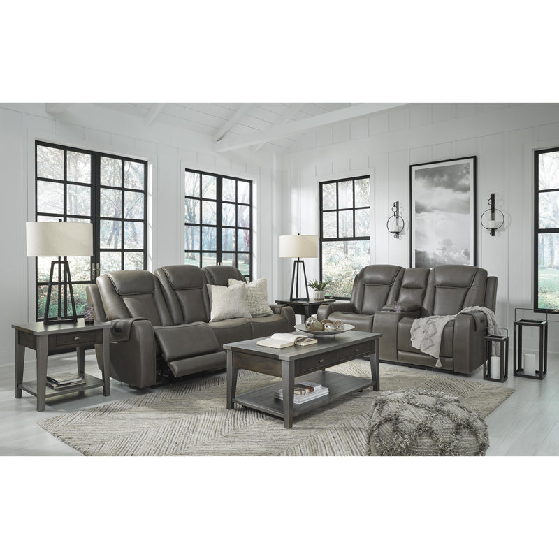 Signature Design by Ashley Card Player Power Reclining Leather Look Loveseat 1180818 IMAGE 17