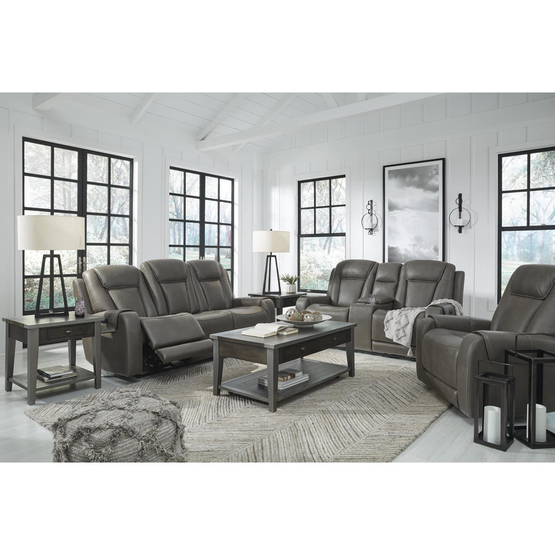 Signature Design by Ashley Card Player Power Reclining Leather Look Loveseat 1180818 IMAGE 18