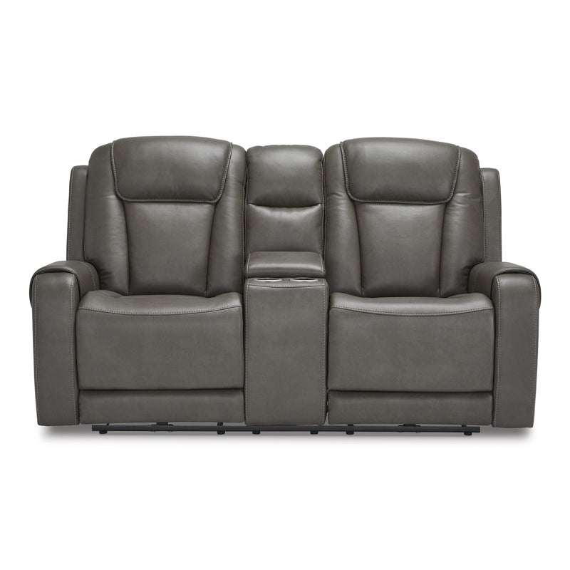 Signature Design by Ashley Card Player Power Reclining Leather Look Loveseat 1180818 IMAGE 2