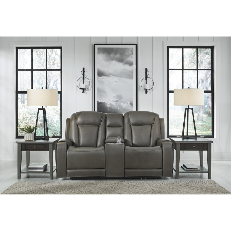 Signature Design by Ashley Card Player Power Reclining Leather Look Loveseat 1180818 IMAGE 5