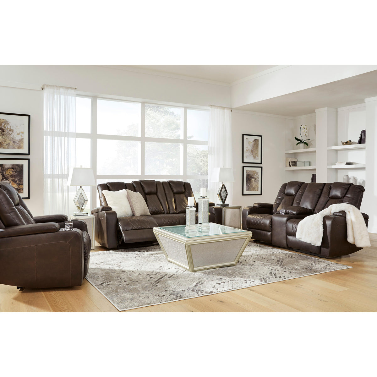 Signature Design by Ashley Mancin Reclining Leather Look Sofa 2970389