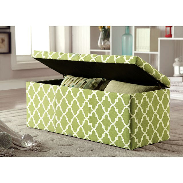 Furniture of America Zaira Fabric Storage Ottoman CM-BN6033GR IMAGE 3