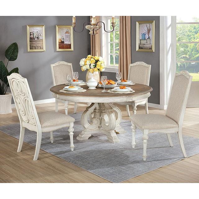 Furniture of America Round Arcadia Dining Table CM3150WH-RT IMAGE 2