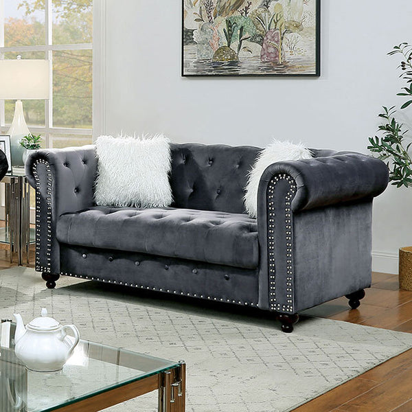 Furniture of America Giacomo Stationary Fabric Loveseat CM6240GY-LV-PK IMAGE 1