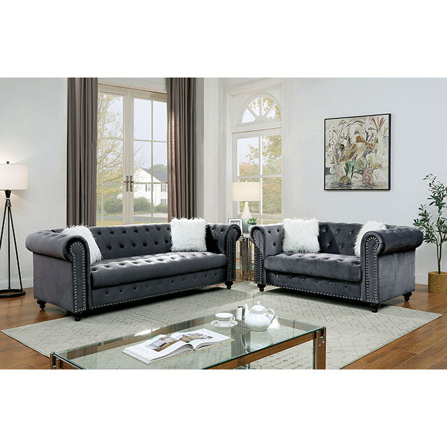 Furniture of America Giacomo Stationary Fabric Loveseat CM6240GY-LV-PK IMAGE 2