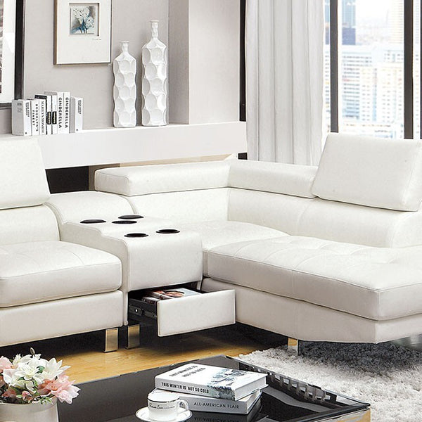 Furniture of America Kemina Leather Sectional CM6833WH-SET IMAGE 1