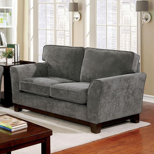 Furniture of America Caldicot Stationary Fabric Loveseat CM6954GY-LV IMAGE 1