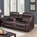 Furniture of America Manda Reclining Leather Look Loveseat CM6978-LV IMAGE 1