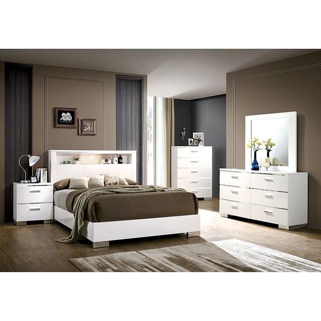 Furniture of America Carlie King Bookcase Bed CM7049WH-EK-BED IMAGE 1