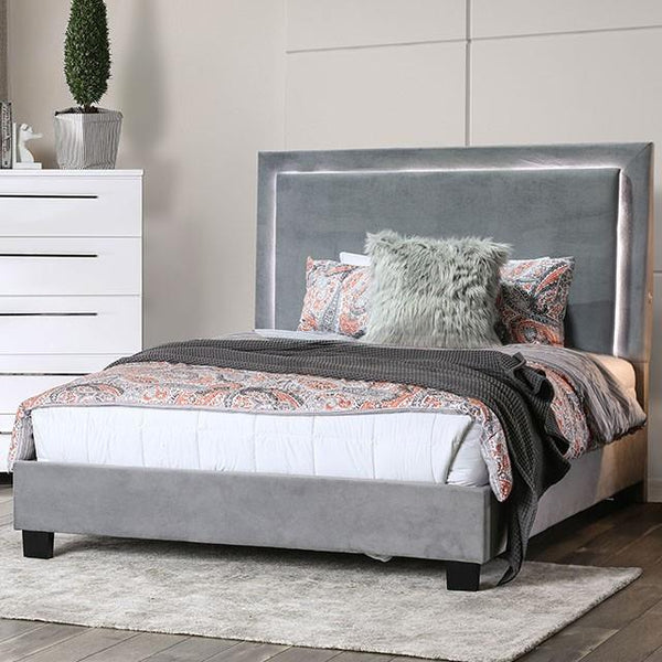  Furniture of America Erglow CM7695GY-EK-BED-VN E.King Bed, Gray IMAGE 1