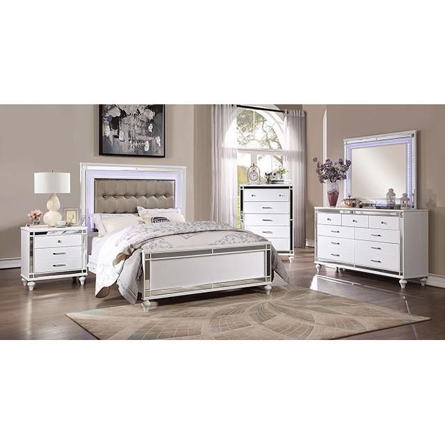 Furniture of America Brachium King Upholstered Panel Bed CM7977WH-EK-BED IMAGE 2