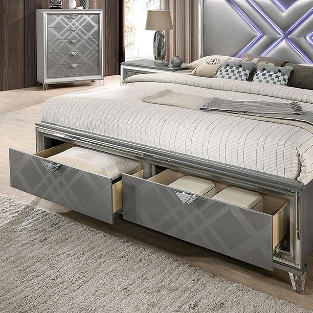 Furniture of America Emmeline King Upholstered Panel Bed with Storage FOA7147EK-BED IMAGE 5