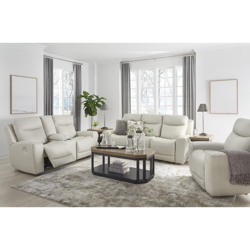 Signature Design by Ashley Mindanao Power Reclining Leather Match Loveseat U5950518 IMAGE 13