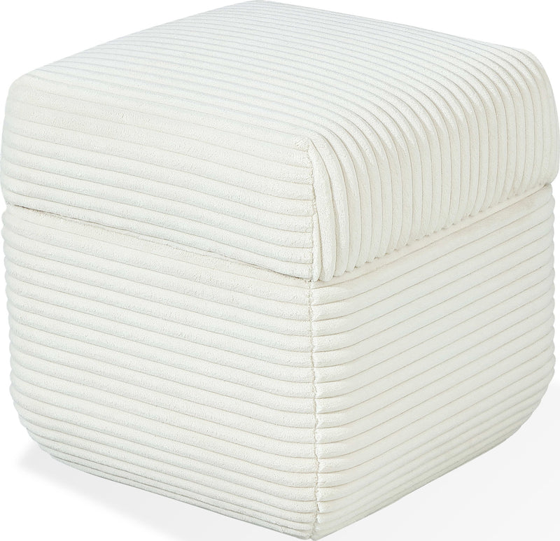Blossom Wisteria - Upholstered Storage Ottoman - Frosty Corduroy