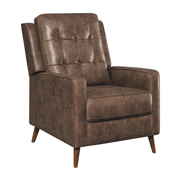 Coaster Furniture Davidson 609566 Upholstered Tufted Push Back Recliner - Brown IMAGE 1