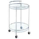 Coaster Furniture Chrissy 181367 Round Glass Bar Cart - Chrome IMAGE 1