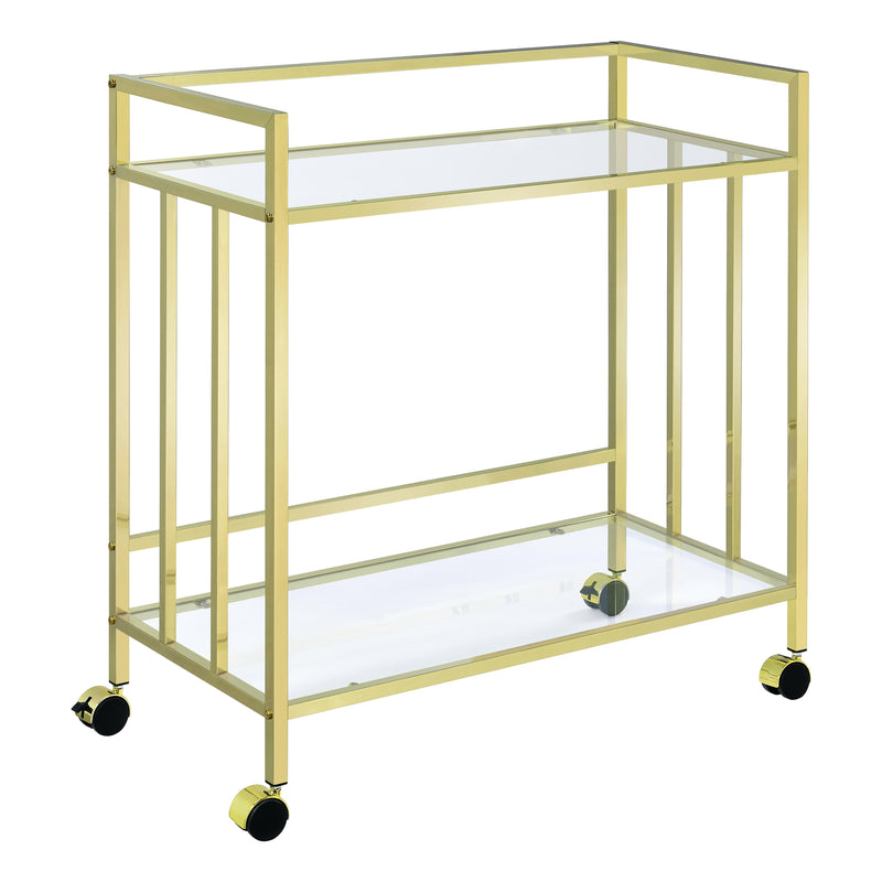 Coaster Furniture Cara 181381 Rectangular Glass Bar Cart - Brass IMAGE 1