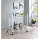 Coaster Furniture Cara 181382 Rectangular Glass Bar Cart - Chrome IMAGE 7
