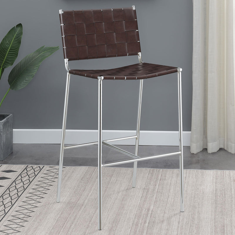 Coaster Furniture Adelaide 183584 Upholstered Pub Height Bar Stool - Brown and Chrome IMAGE 8