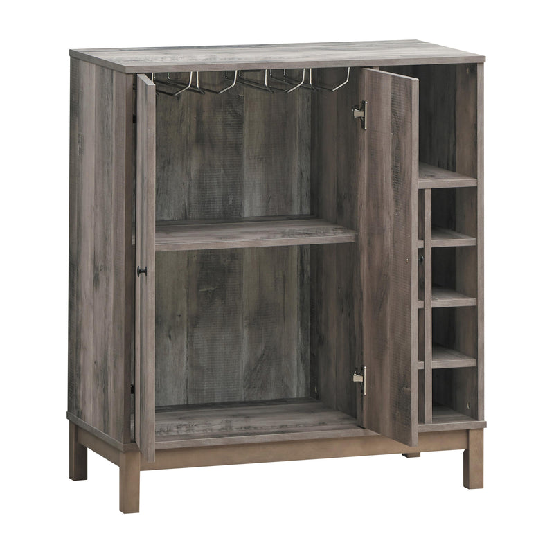 Coaster Furniture Cheyenne 183600 2-Door Wine Cabinet with Stemware Rack - Weathered Acacia IMAGE 2