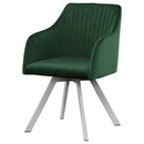  Coaster Furniture Arika 193372GRN Velvet Upholstered Swivel Dining Arm Chair - Green IMAGE 3