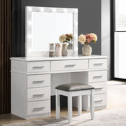  Coaster Furniture Felicity 203507 9-Drawer Vanity Table Lighted Mirror - Glossy White IMAGE 3