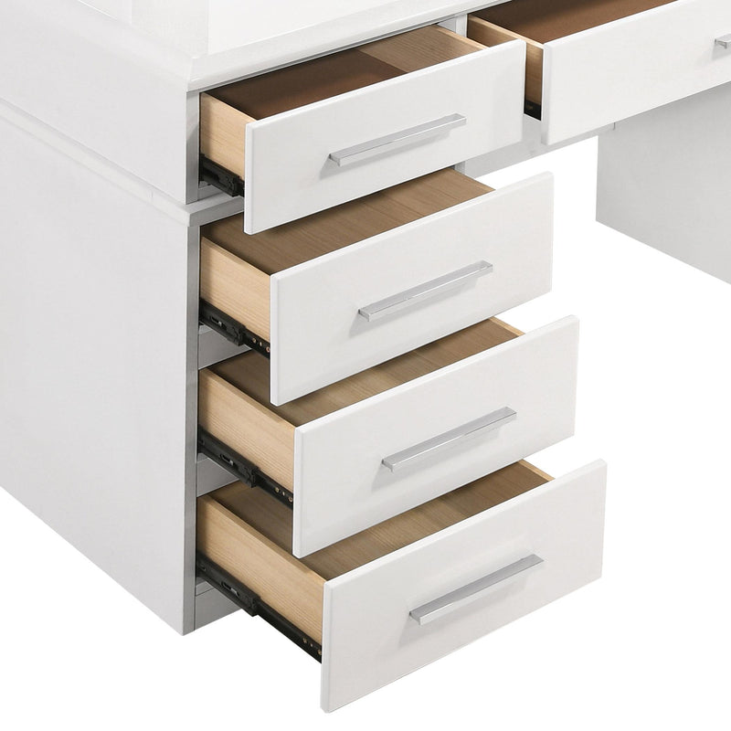  Coaster Furniture Felicity 203507 9-Drawer Vanity Table Lighted Mirror - Glossy White IMAGE 7