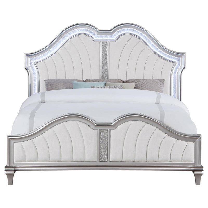  Coaster Furniture Evangeline 223391KE Wood Eastern King LED Panel Bed - Silver Oak IMAGE 3
