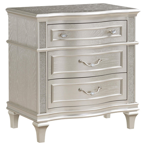  Coaster Furniture Evangeline 223392 3-Drawer Nightstand - Silver Oak IMAGE 1