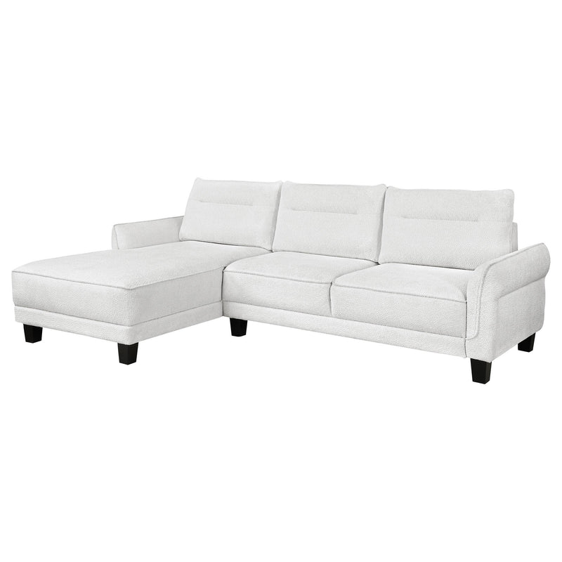  Coaster Furniture Caspian 509550 Upholstered Curved Arm Chaise Sectional Sofa - White IMAGE 1
