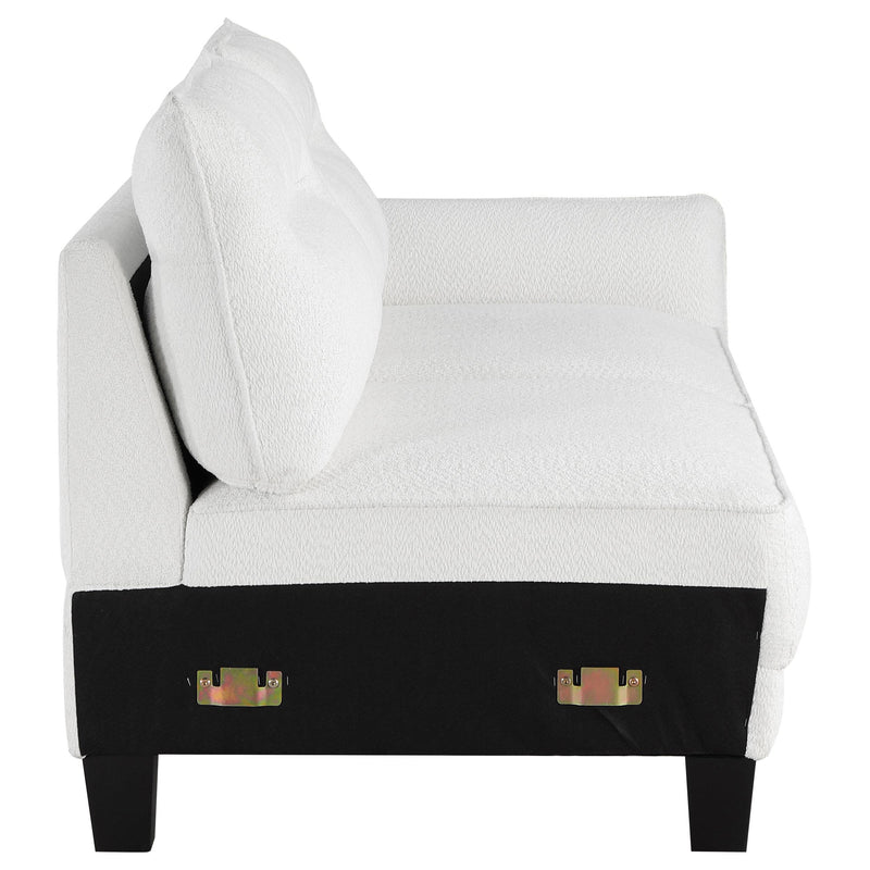  Coaster Furniture Caspian 509550 Upholstered Curved Arm Chaise Sectional Sofa - White IMAGE 12