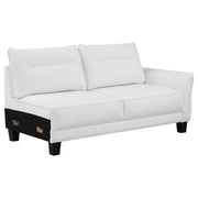  Coaster Furniture Caspian 509550 Upholstered Curved Arm Chaise Sectional Sofa - White IMAGE 3