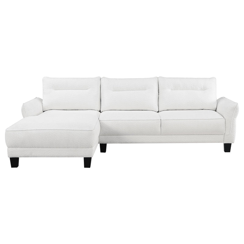  Coaster Furniture Caspian 509550 Upholstered Curved Arm Chaise Sectional Sofa - White IMAGE 4