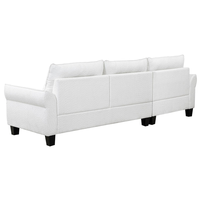  Coaster Furniture Caspian 509550 Upholstered Curved Arm Chaise Sectional Sofa - White IMAGE 7